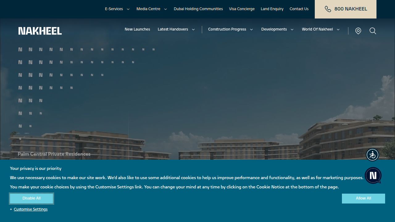 The official website of Nakheel, the master developer of Palm Jebel Ali.