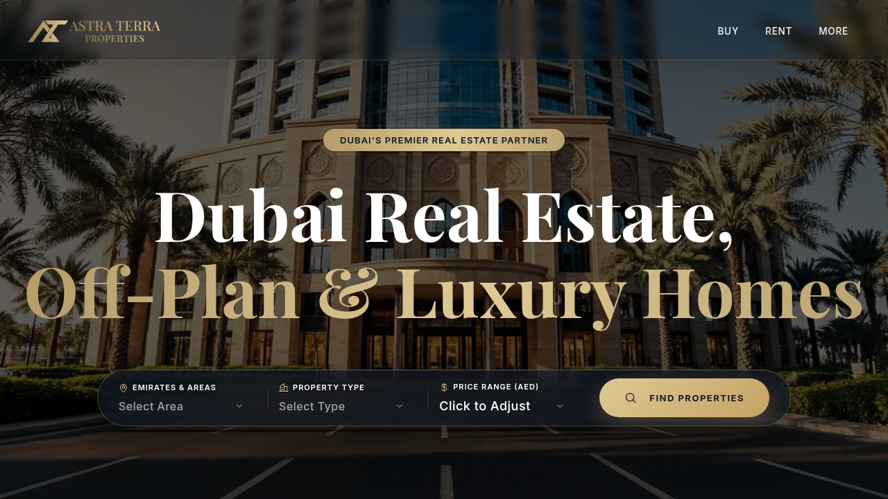 Astraterra showcases top luxury apartment listings across prime Dubai locations like Dubai Marina and Downtown Dubai.