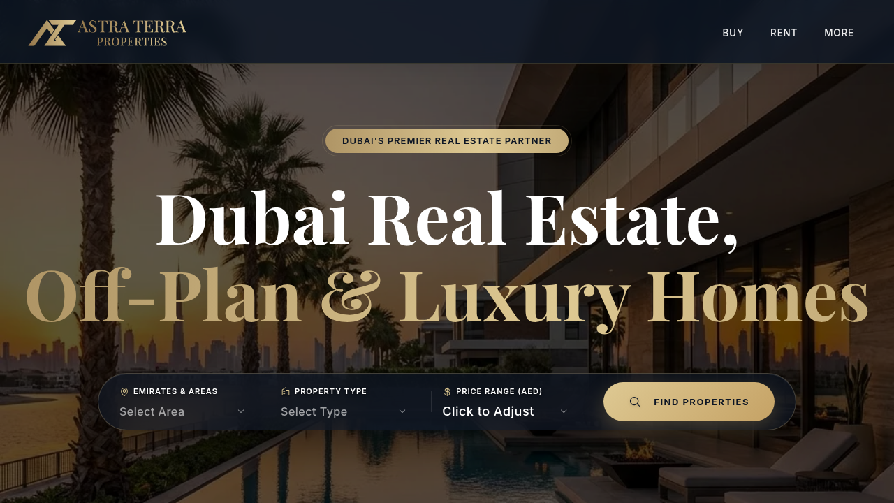 Screenshot of Astraterra, providing detailed reports on Dubai property prices and market forecasts.