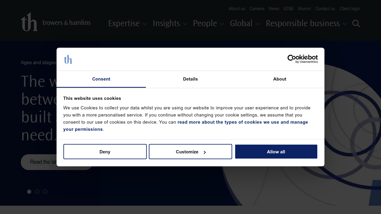 The Trowers & Hamlins website, a legal resource that explains concepts like managing construction risks via escrow.